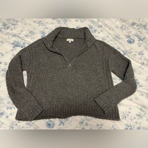 Cozy Lucky Brand Grey Gray Quarter Zip Sweater Medium M